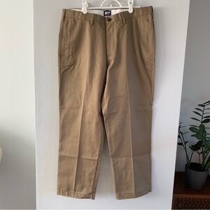Lands End Khaki Pants Traditional Fit Tan Brown Mens Size 35 Slacks Cotton